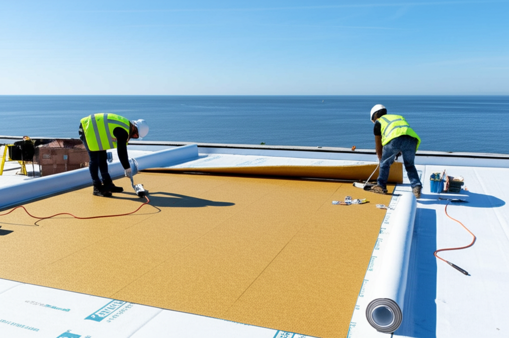 Installation de membrane élastomère